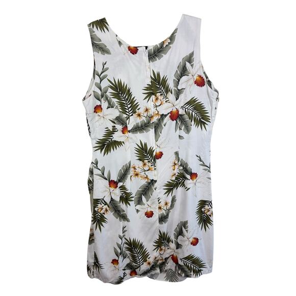 Two Palms Rayon Tropical Print Faux Wrap Sleeveless Lightweight Mini Dress Sz L - Picture 2 of 5